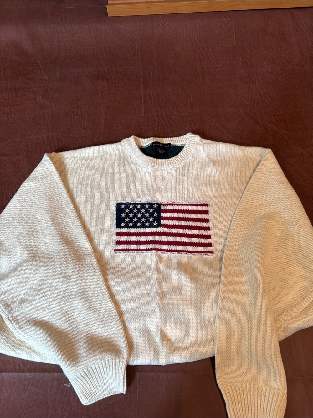 Classic Crewneck Flag Sweater - White